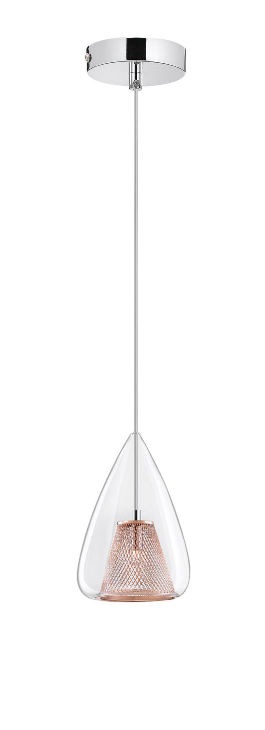 Copper Mesh and Glass Single Pendant - ID 7003