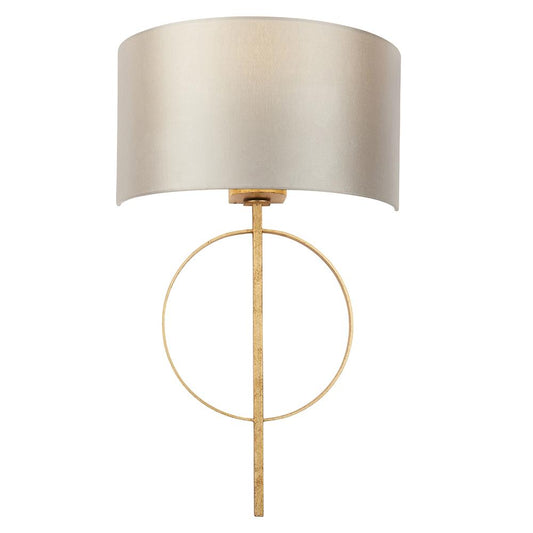 Hoop Detail Wall Light In Gold Leaf With Mink Satin Fabric - ID 11183