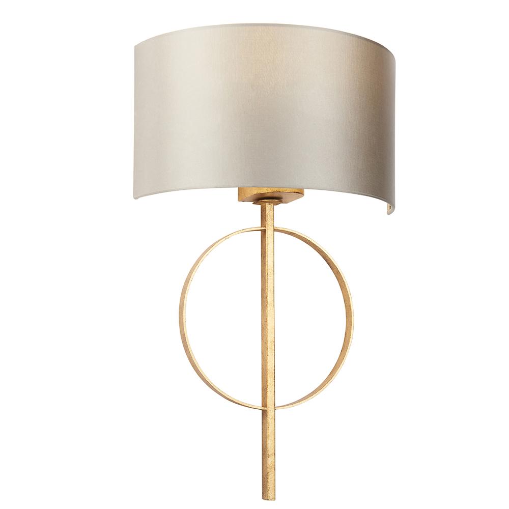 Hoop Detail Wall Light In Gold Leaf With Mink Satin Fabric - ID 11183