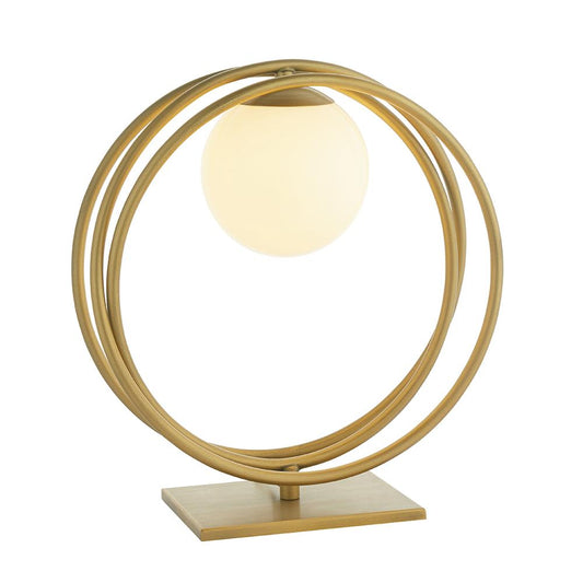 Brushed Gold & Opal Glass Table Lamp - ID 11154