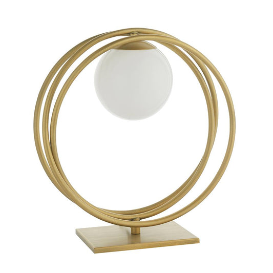 Brushed Gold & Opal Glass Table Lamp - ID 11154