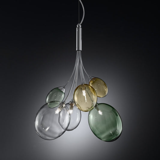 Ballon Bespoke Italian Flowing 4 Lamp Suspension with Blown Glass - Colour Options