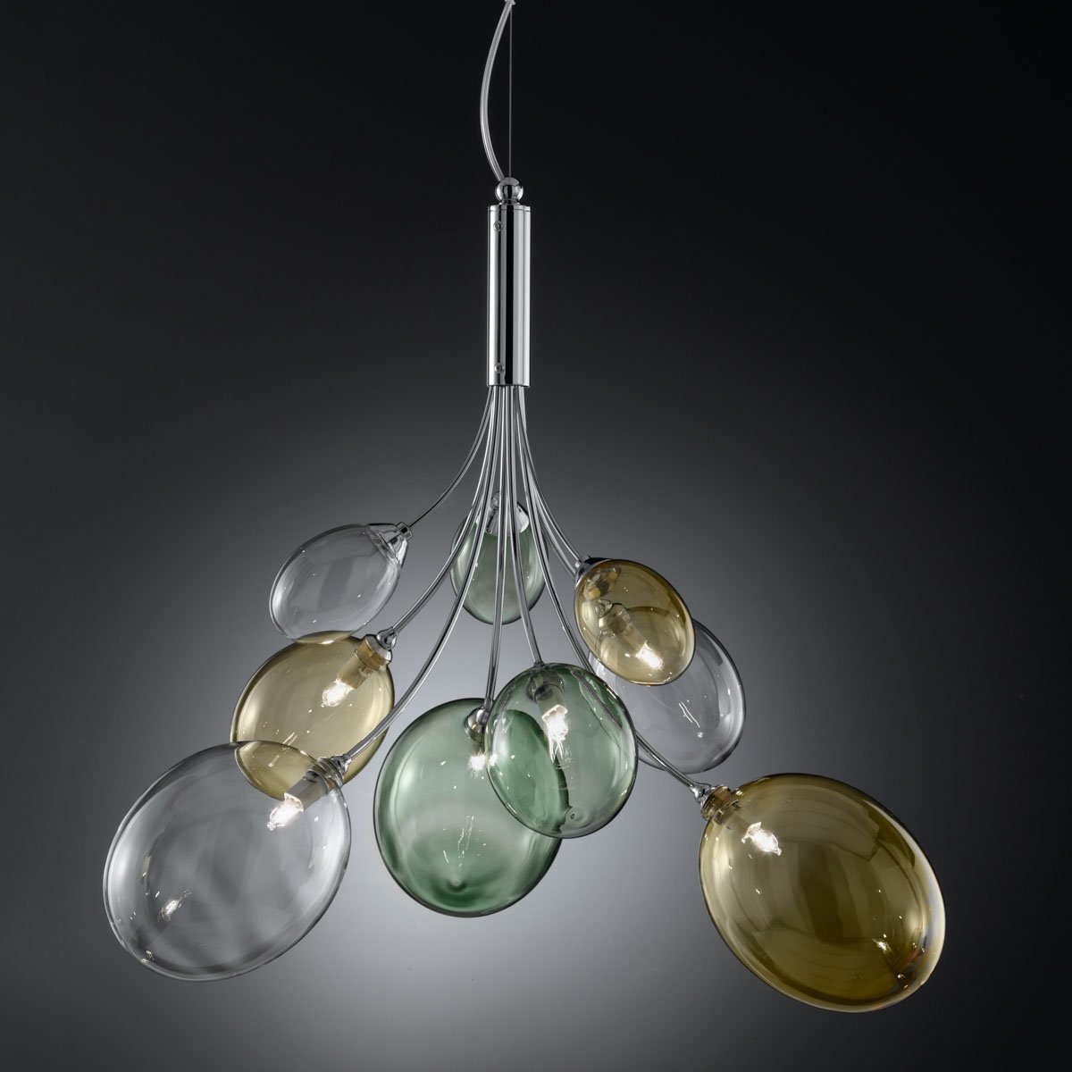 Ballon Bespoke Italian Flowing 6 Lamp Suspension with Blown Glass - Colour Options