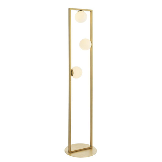Geometric Brushed Gold & Opal Glass Floor Lamp - ID 11114