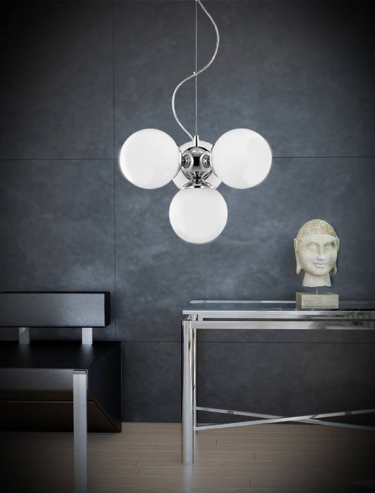 4 Lamp Chrome Ceiling Light With Opal Glass Spheres - ID 8512