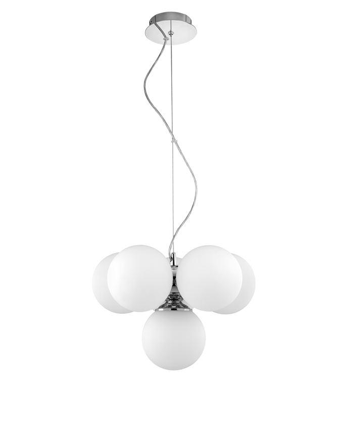 6 Lamp Chrome Ceiling Light With Opal Glass Spheres - ID 8511