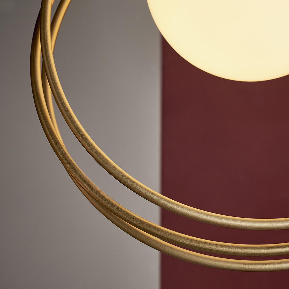 Brushed Gold & Opal Glass Single Pendant - ID 11153