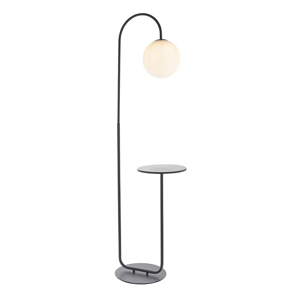 Satin Black Floor Lamp With Shelf - ID 11024