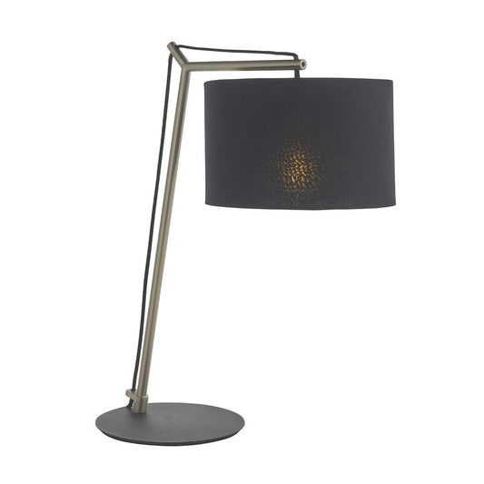 Leaning Matt Nickel Table Lamp with Black Shade - ID 11037