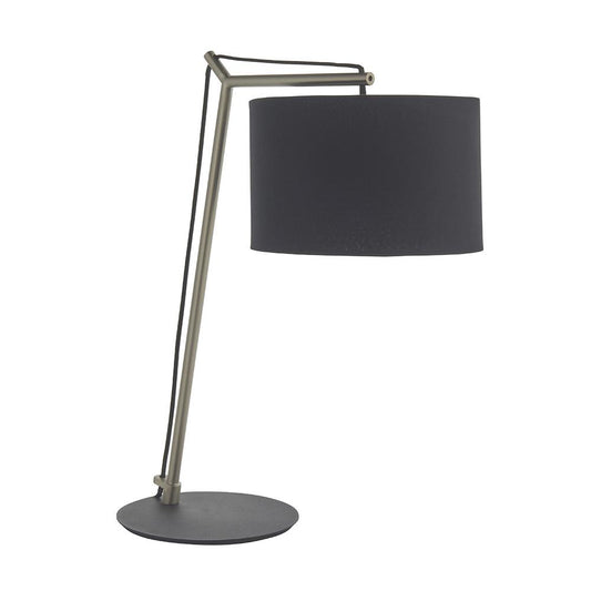 Leaning Matt Nickel Table Lamp with Black Shade - ID 11037