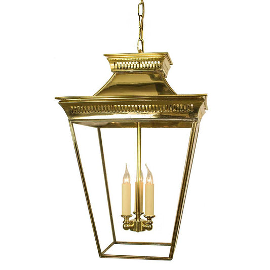 Classic Reproductions Kew 3 Light Solid Brass Large Lantern In Polished Brass Finish - ID 10352