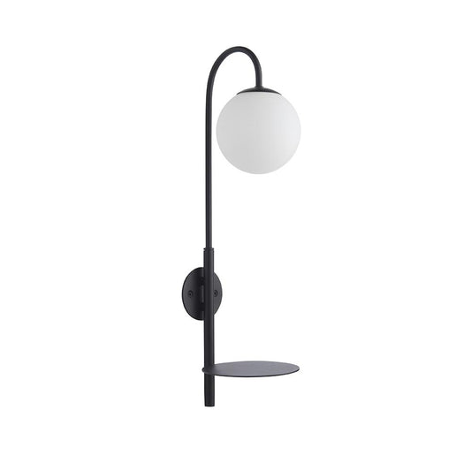 Satin Black Wall Light With Shelf - ID 11025