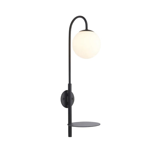 Satin Black Wall Light With Shelf - ID 11025