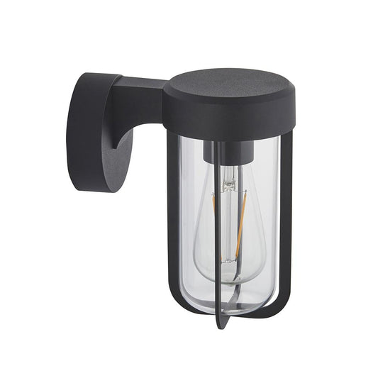 Die Cast IP44 Wall Light In Matt Black With Clear Glass - ID 11073