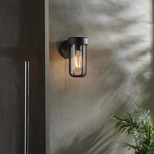 Die Cast IP44 Wall Light In Brushed Bronze With Clear Glass  - ID 11076