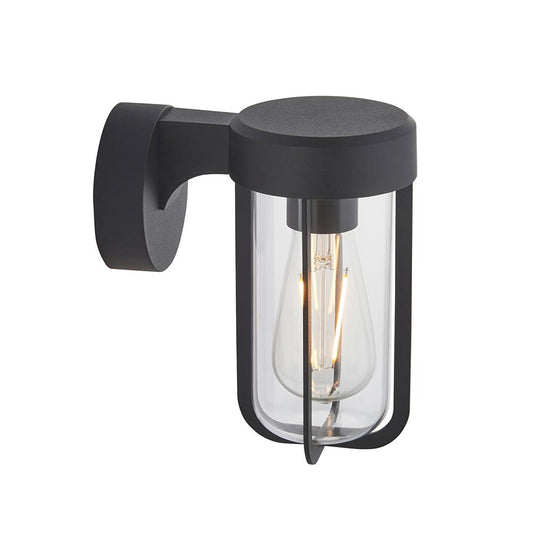 Die Cast IP44 Wall Light In Matt Black With Clear Glass - ID 11073