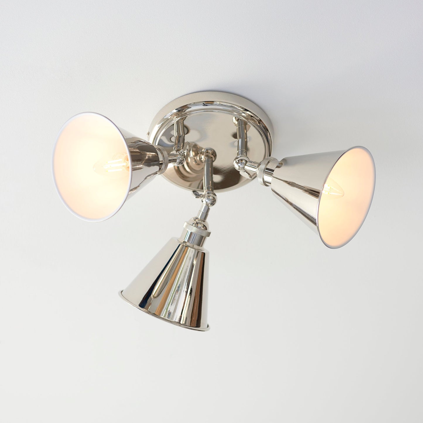 Bright Nickel Plated Three Lamp Adjustable Spotlight - ID 11691