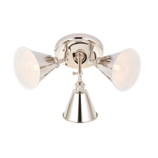 Bright Nickel Plated Three Lamp Adjustable Spotlight - ID 11691