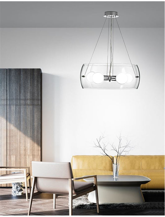 CHI Chrome Aluminium & Clear Glass Pendant Large - ID 11577