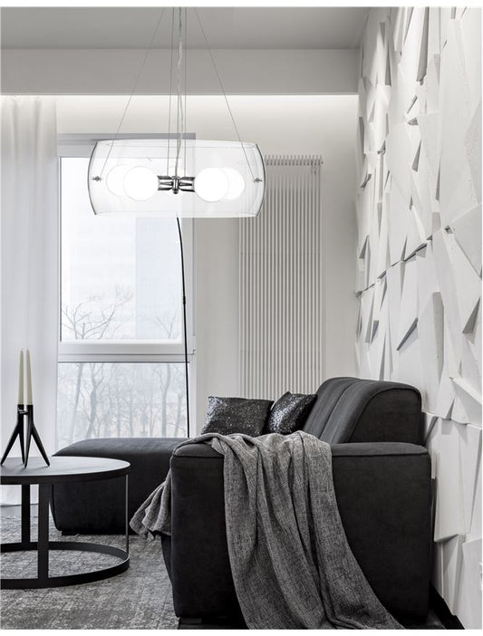 CHI Chrome Aluminium & Clear Glass Pendant Medium - ID 11578