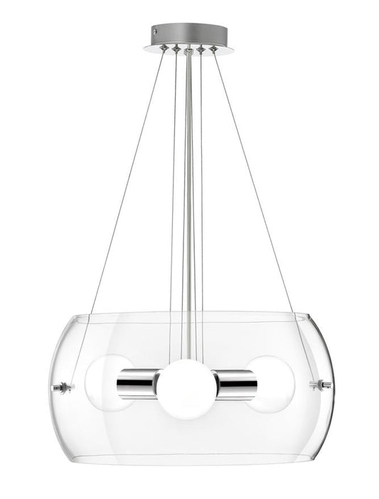 CHI Chrome Aluminium & Clear Glass Pendant Medium - ID 11578
