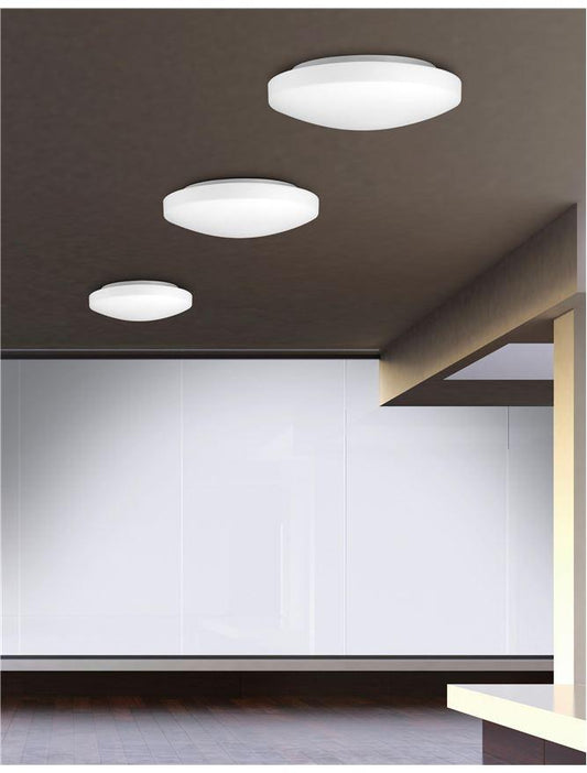 IVI White Opal Glass & White Metal Small Domed Bathroom Ceiling Light - ID 10907