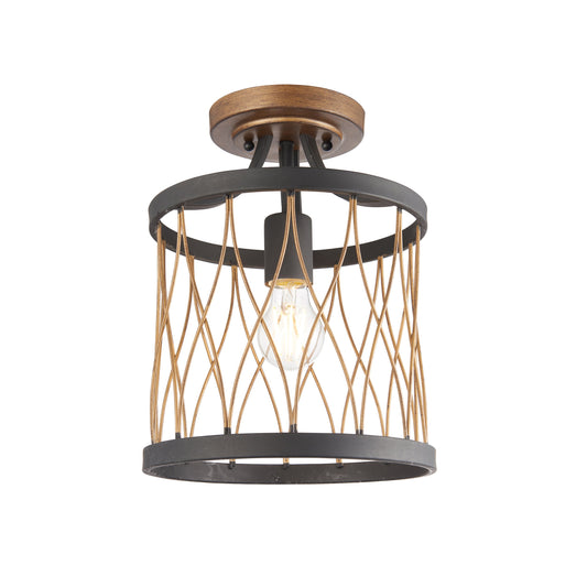 Matt Black and Bronze Semi Flush - ID 12025