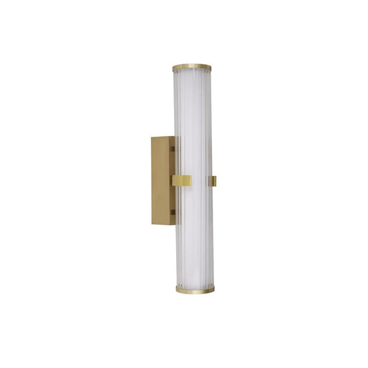 CLA Medium Ribbed Opal Glass Bathroom Rated Wall Light With Gold Detailing - ID 12467