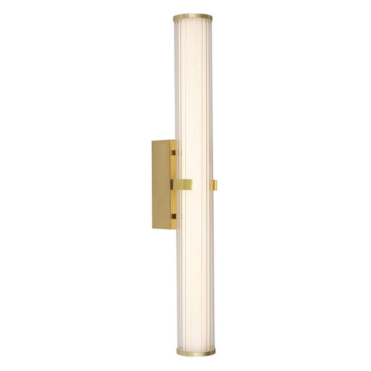 CLA Large Ribbed Opal Glass Bathroom Rated Wall Light With Gold Detailing - ID 12466
