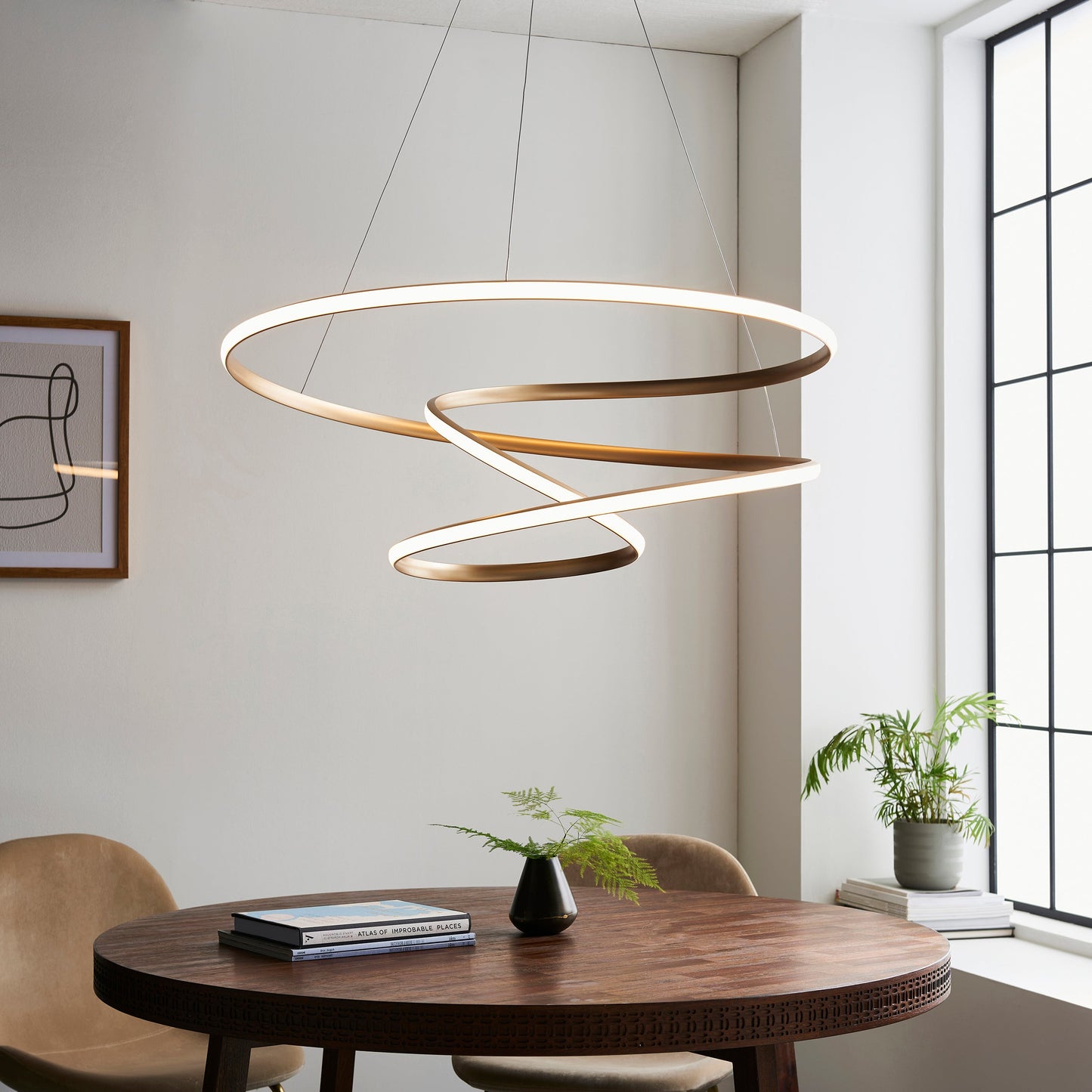 Satin Gold Large LED Loop Pendant ID 11653