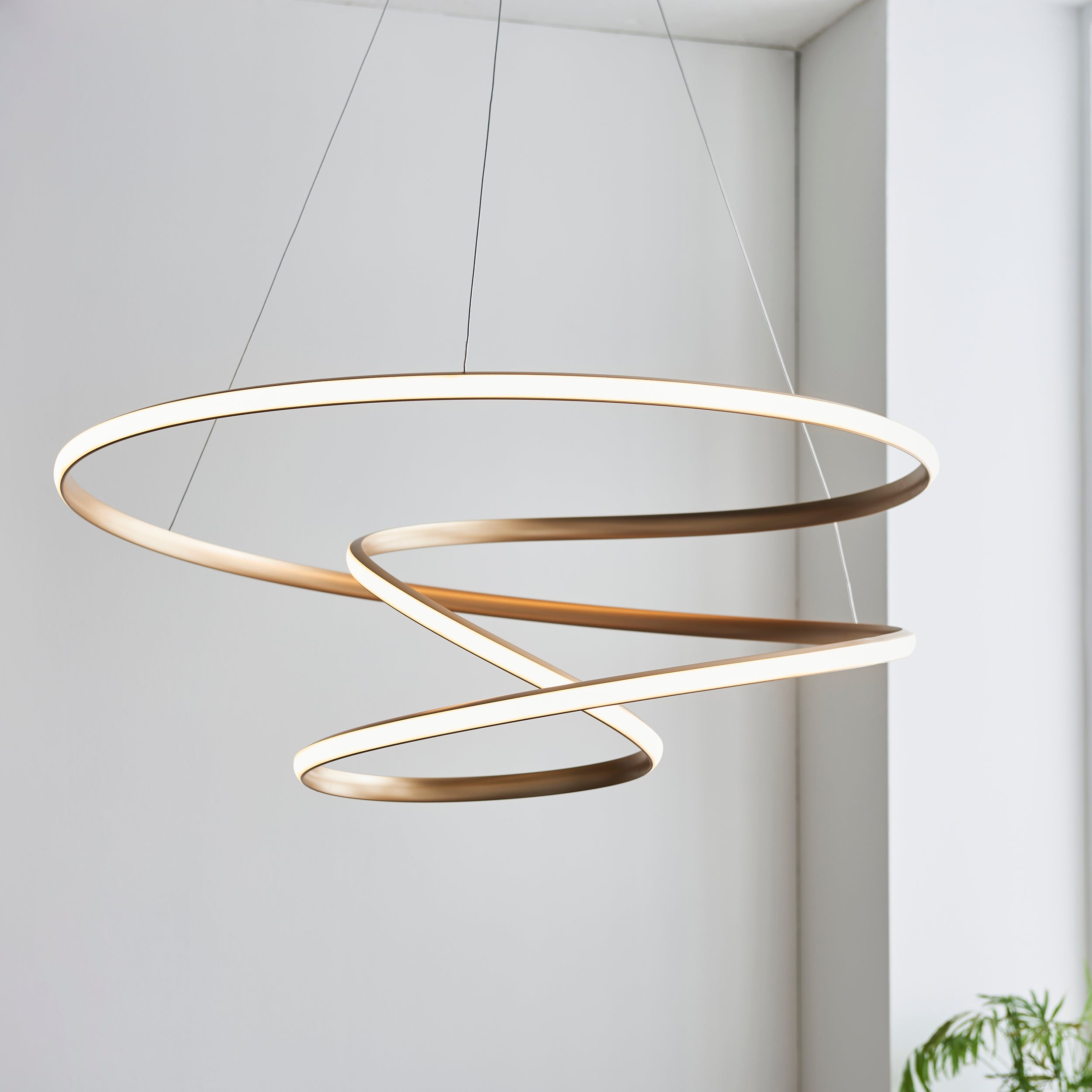 Satin Gold Large LED Loop Pendant ID 11653 – The Lighting Centre ...