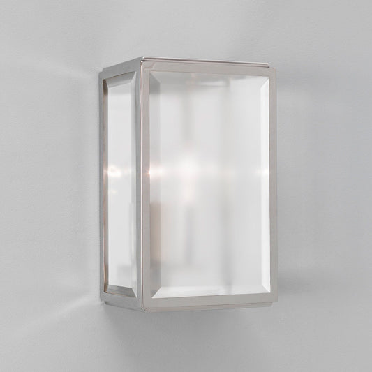 Homefield Polished Nickel Frosted Glass Outdoor Wall Light - London Lighting - 1
