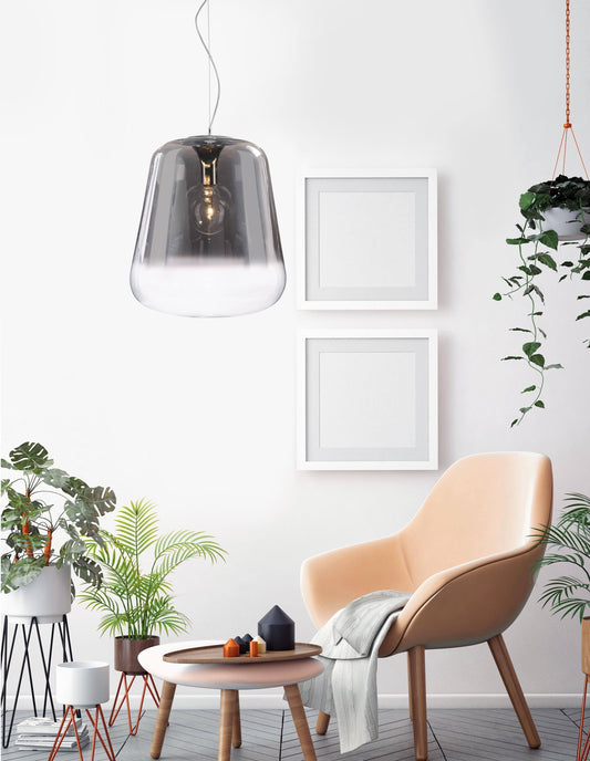 Verio Gradient Smoked Glass & Chrome Small Pendant 25cm - ID 9337
