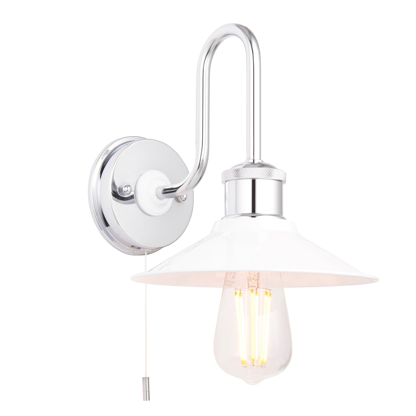 Classic Modern Chrome & White Bathroom Wall Light - ID 11660