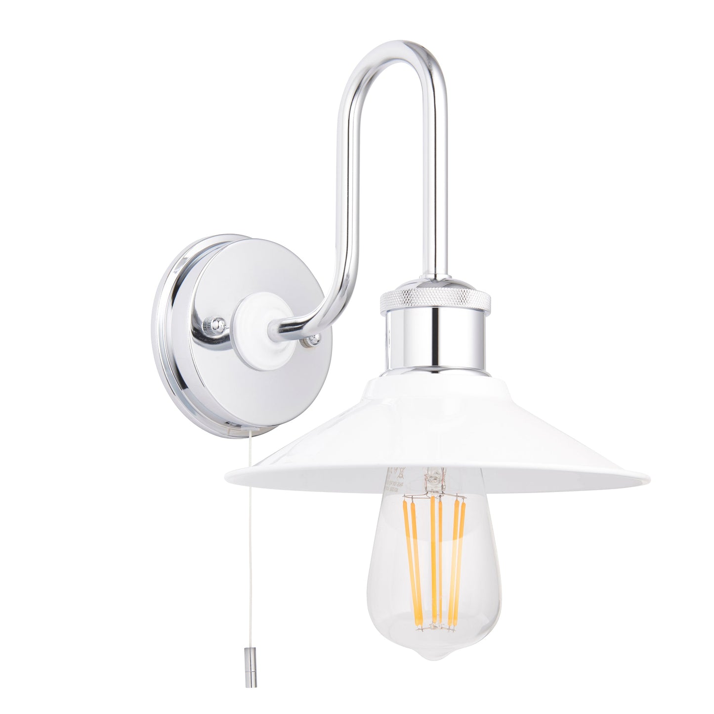 Classic Modern Chrome & White Bathroom Wall Light - ID 11660