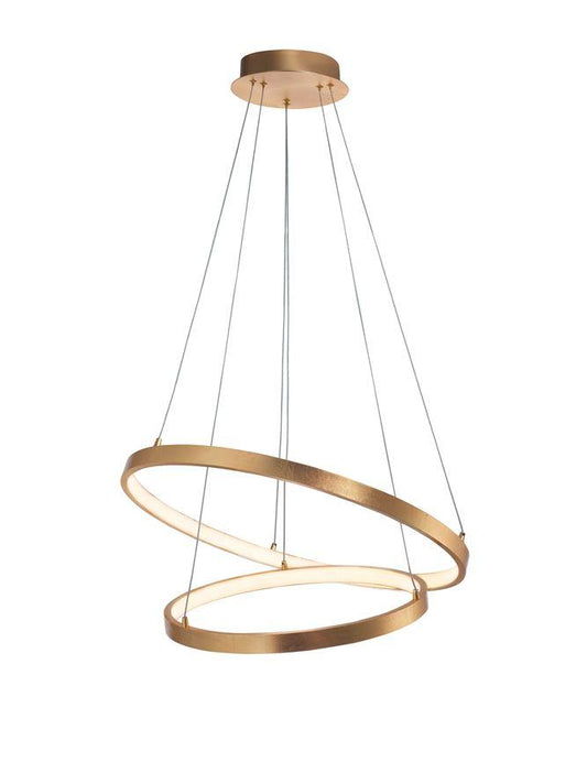 LEO Gold Leaf & Acrylic Twin Ring Adjustable Pendant - ID 10466