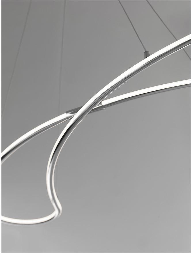 Large Chrome Aluminium & Acrylic Squiggle Suspension Pendant - ID 8169
