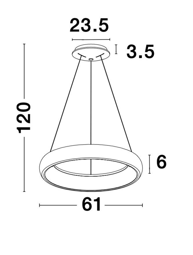 ALB Coffee Brown Aluminium & Acrylic Dimmable Inner Light Ring Pendant Medium - ID 8770