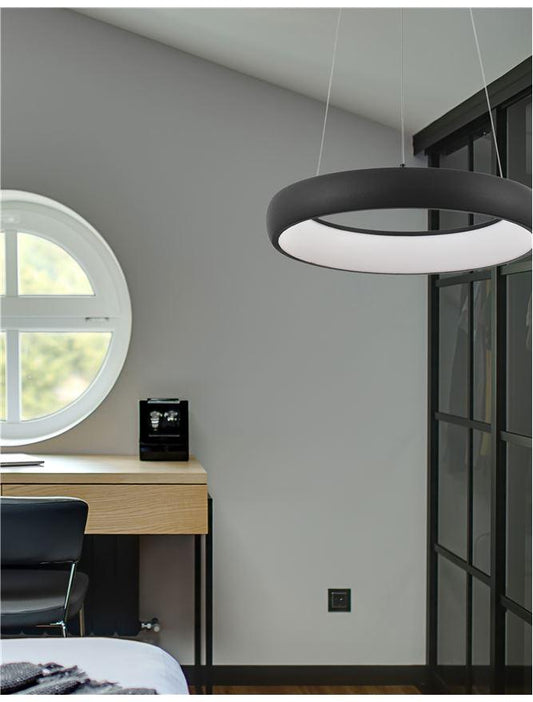 ALB Sandy Black Aluminium & Acrylic Dimmable Inner Light Ring Pendant Small - ID 10372