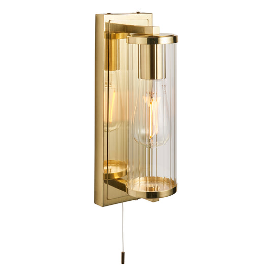 Cylinder Satin Brass Bathroom Wall Light - ID 11671