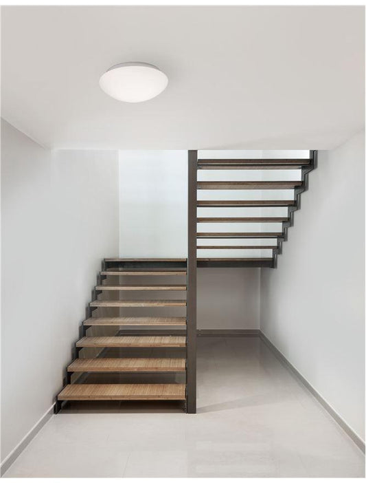 BRE White Opal Glass & Metal Small Bathroom Ceiling Light - ID 10904