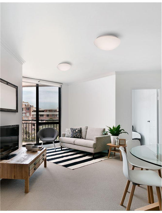 BRE White Opal Glass & Metal Medium Bathroom Ceiling Light - ID 10905