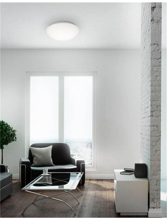 BRE White Opal Glass & Metal Large Bathroom Ceiling Light - ID 10906