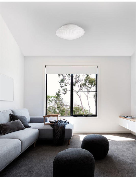 SEN White Glass & White Metal Bathroom Ceiling Light - ID 10903