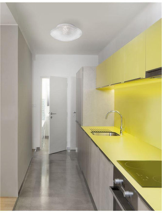 SEN Clear Glass & White Metal Bathroom Ceiling Light - ID 10902