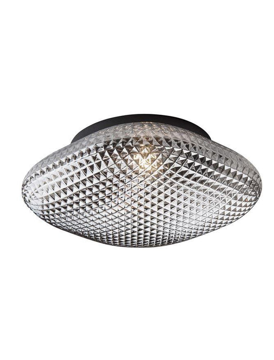 SEN Grey Glass & Black Metal Bathroom Ceiling Light - ID 10901