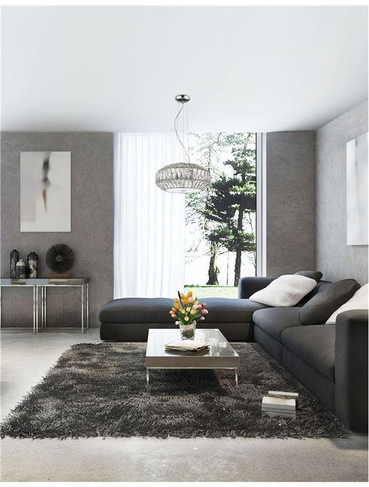 VAL Crystal & White Glass 6 Lamp Ceiling Light - ID 10569