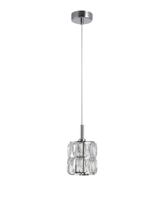 NIC Crystal & Chrome Aluminium 1 Light Single Pendant - ID 10562