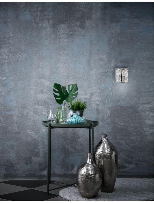 NIC Crystal & Chrome Aluminium 1 Light Single Wall Light - ID 10563