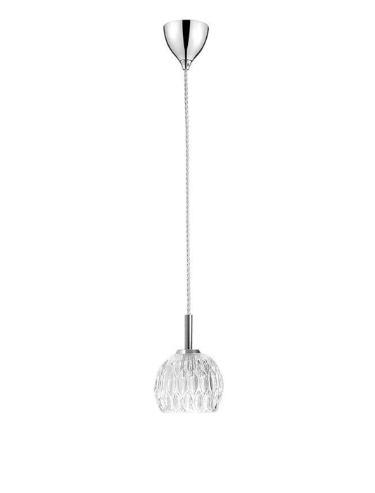 LAR Clear Glass & Chrome Aluminium Single Suspension Pendant - ID 10566